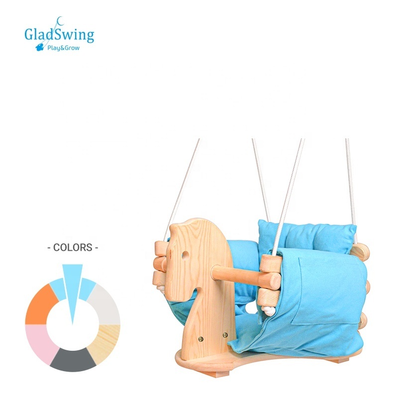 wooden swing seat with safety belt for baby