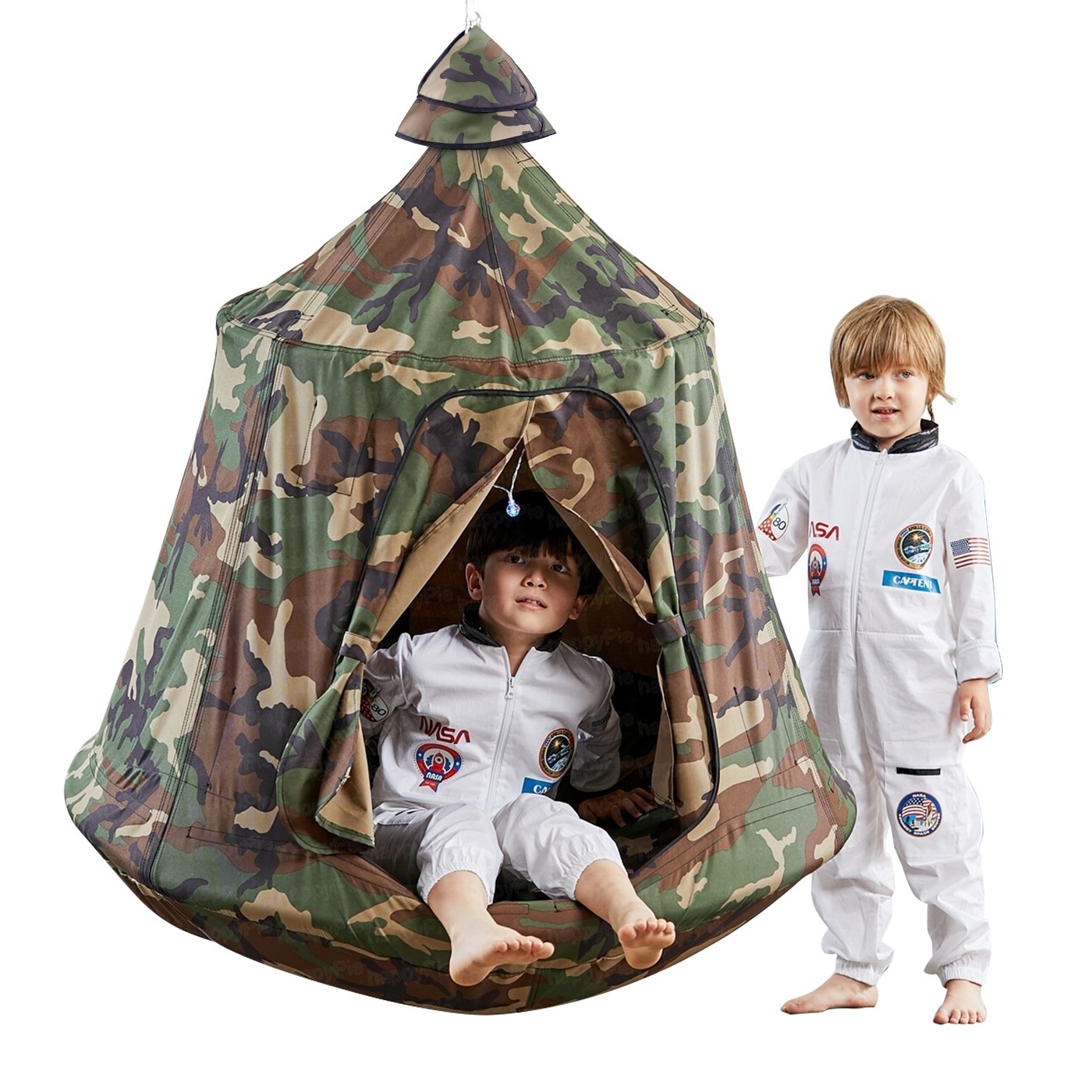 Comfortable design children's favorite camouflage tent hammock pod swing with steel stand