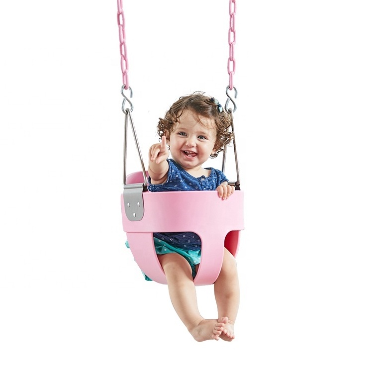 Gladswing Outdoor Play Equipment Plastic Coated Chains High Back Full Bucket Toddler Swing