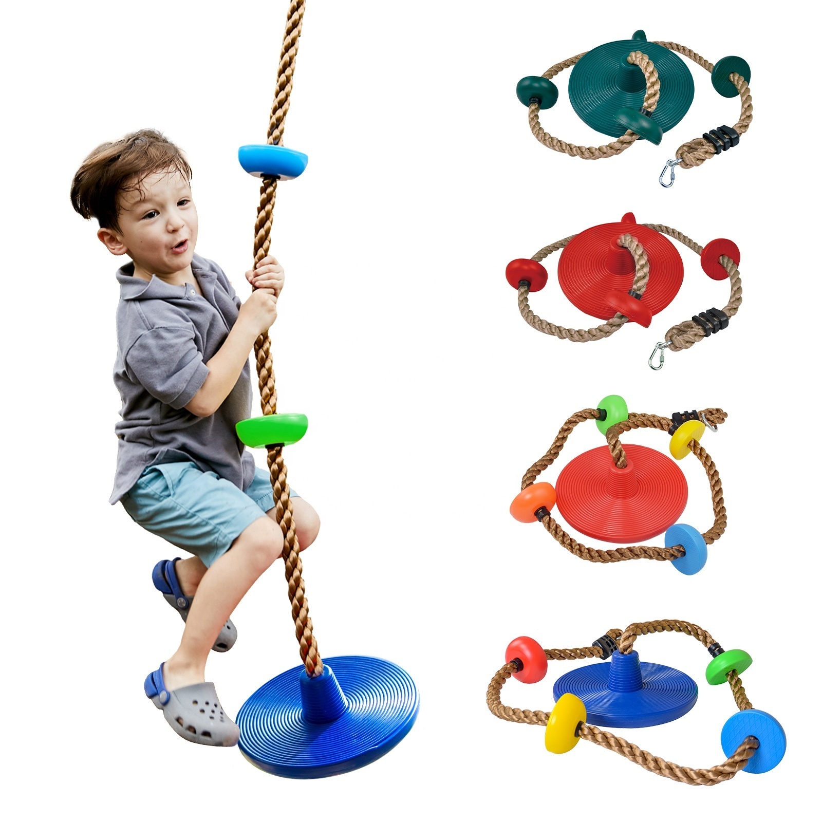 Gladswing Outside Hanging Plastic Playground Disk Climbing Rope Swing For Kids