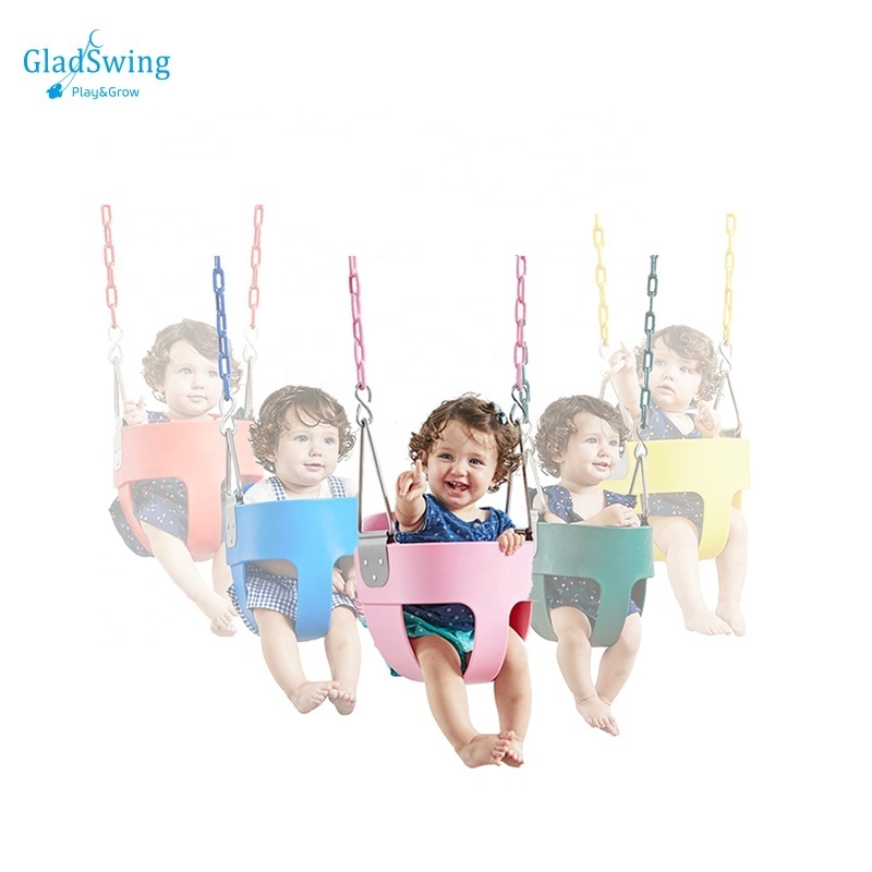 Gladswing Outdoor Play Equipment Plastic Coated Chains High Back Full Bucket Toddler Swing