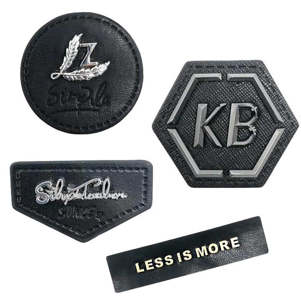 Custom Jeans New Pu Label Design Private Metal Label Bags Leather Patch Labels With Metal Leather Patches Leather Logo Tags