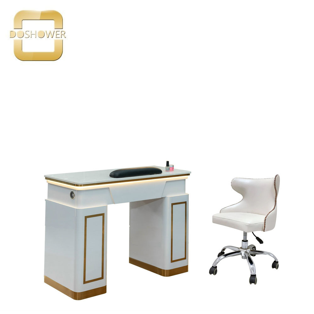 Manicure table with a natural granite top for stone top nail station factory of beauty salon equipment nail desk