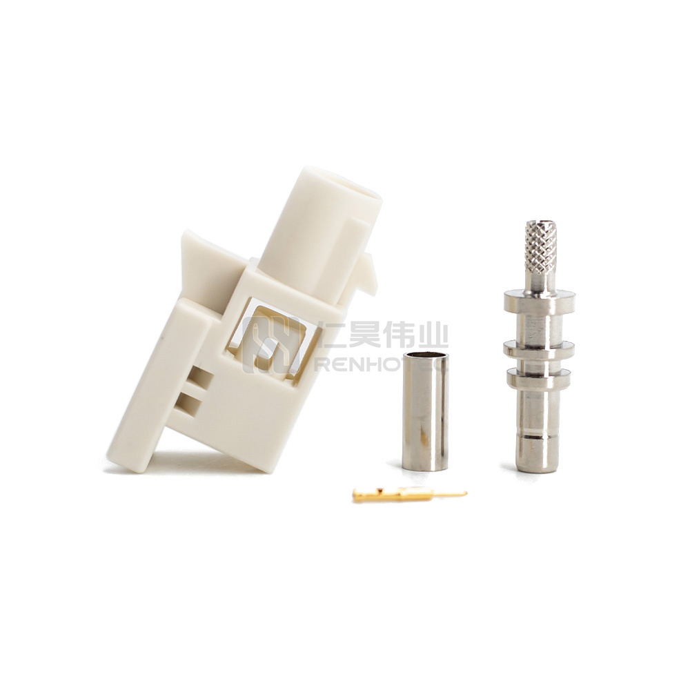 Fakra B Male Plug White Crimp Connector for RG316 RG174 Cable Car FM AM Radio Stereo