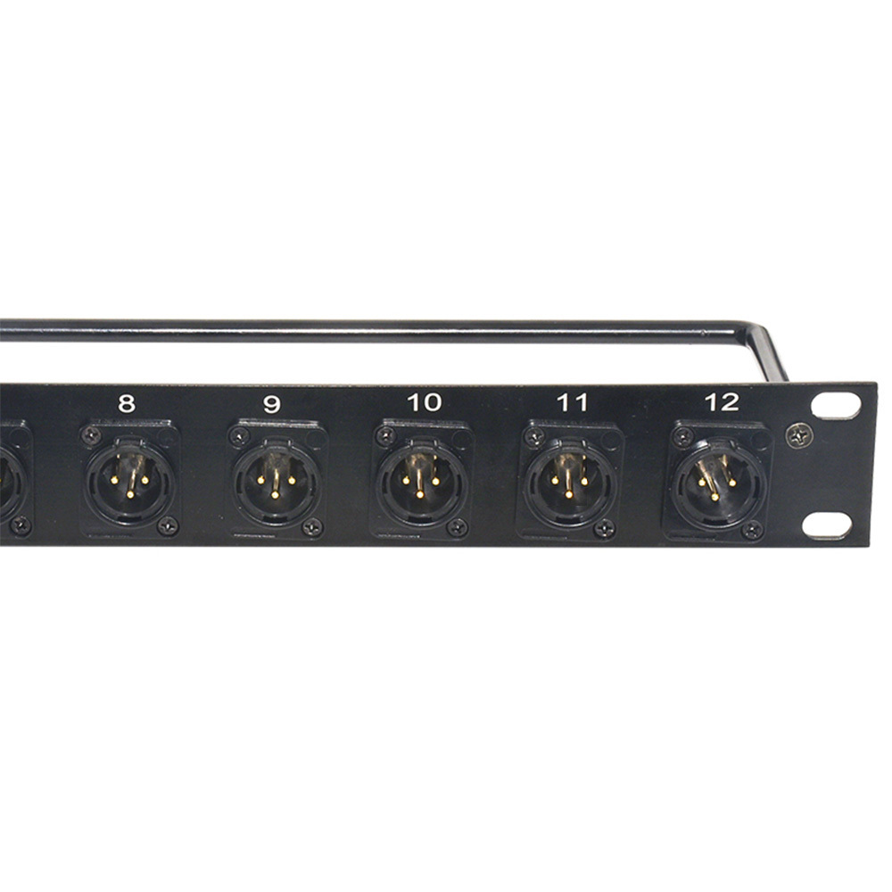 1U 12 Way 3Pin Male Female XLR Wall Patch Panel for Audio Video