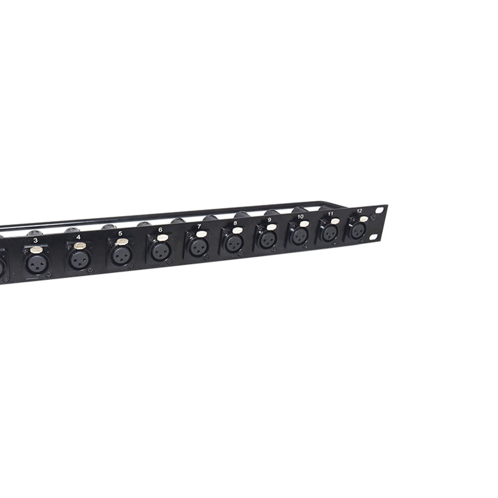 1U 12 Way 3Pin Male Female XLR Wall Patch Panel for Audio Video