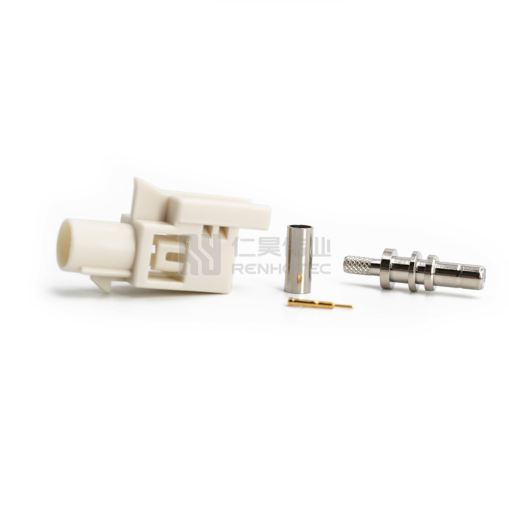 Fakra B Male Plug White Crimp Connector for RG316 RG174 Cable Car FM AM Radio Stereo