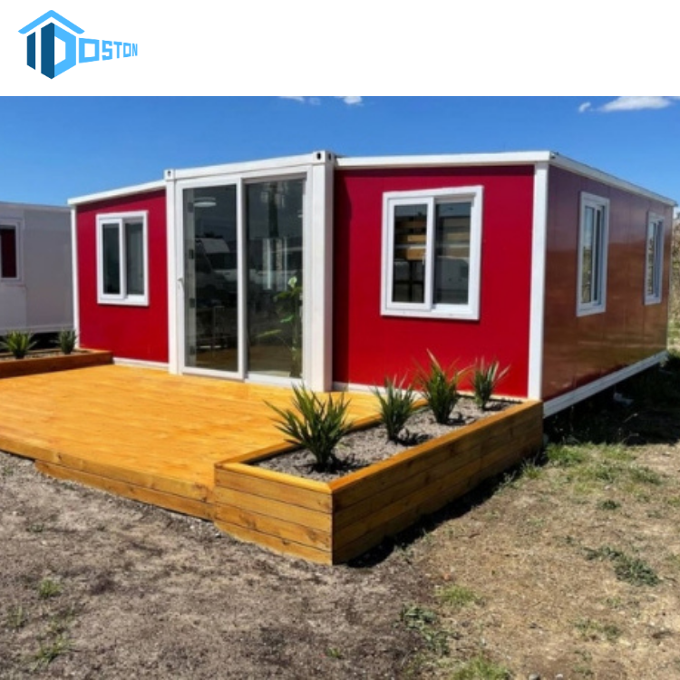 Red Mobile Expandable Container Homes 40FT Luxury House Prefab Granny Flats