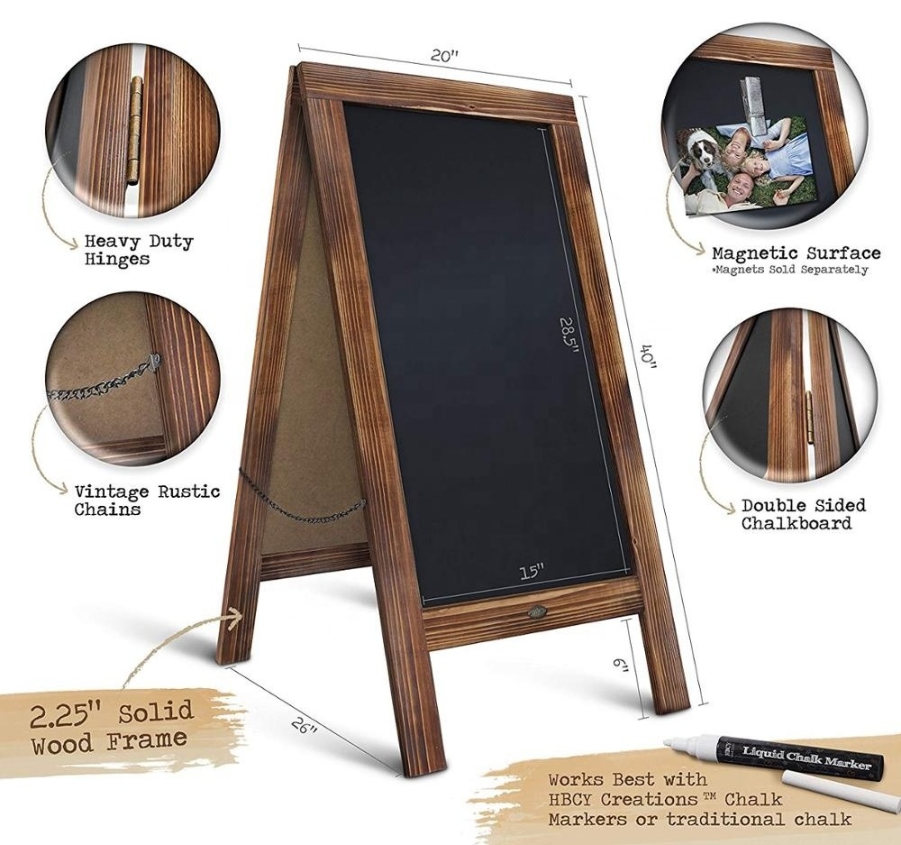 Rustic Magnetic A-frame Chalkboard Sign Outdoor a Frame Chalk Board Blackboard Personal 1 Pcs in a Box 200pcs CN;ZHE Dotbuy Wood