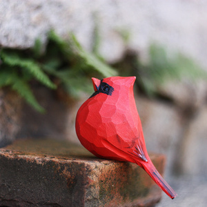 Custom hand-carved birds,Cardinal,Garden series wooden bird ornaments cute tits creative decorative gifts