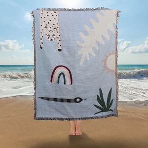 wholesale custom cotton knitted sofa mexican beach picnic outdoor woven throw tassel tapestry blankets