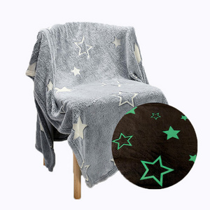 High Quality Super Soft Cozy Velvet Star Shining Luminous Throw Glow in The Dark flannel Blanket