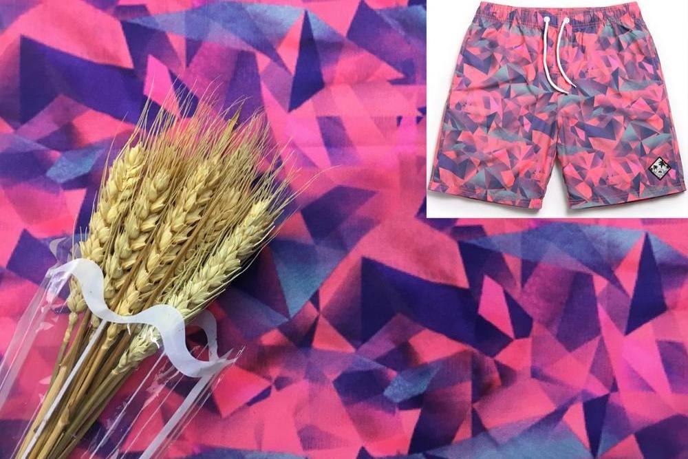 100% polyester 105gsm plain weave printed peach skin microfiber fabric use for beach short and pants, cleaning cloth