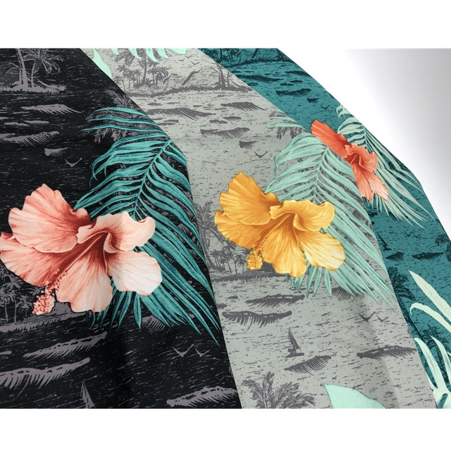 Eco-friendly 100%polyester micro fiber twill peach skin paper print for beach shorts/pants  fabric and so on