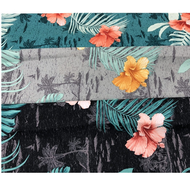 Eco-friendly 100%polyester micro fiber twill peach skin paper print for beach shorts/pants  fabric and so on