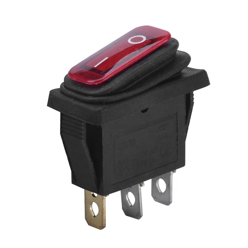 KCD3 12V 220V green yellow waterproof illuminated toggle switch 3pins on off dpdt boat pc power button rocker switch