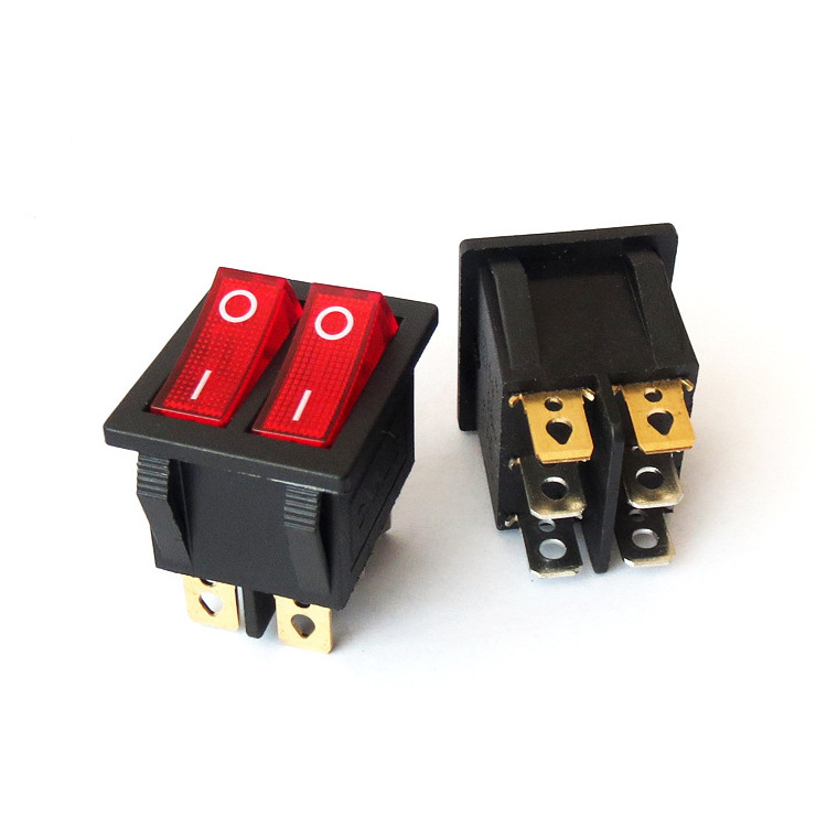 Ship type switch KCD6 6 pin 2 gear single double red green rocker switch with light