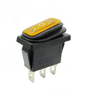 KCD3 12V 220V green yellow waterproof illuminated toggle switch 3pins on off dpdt boat pc power button rocker switch