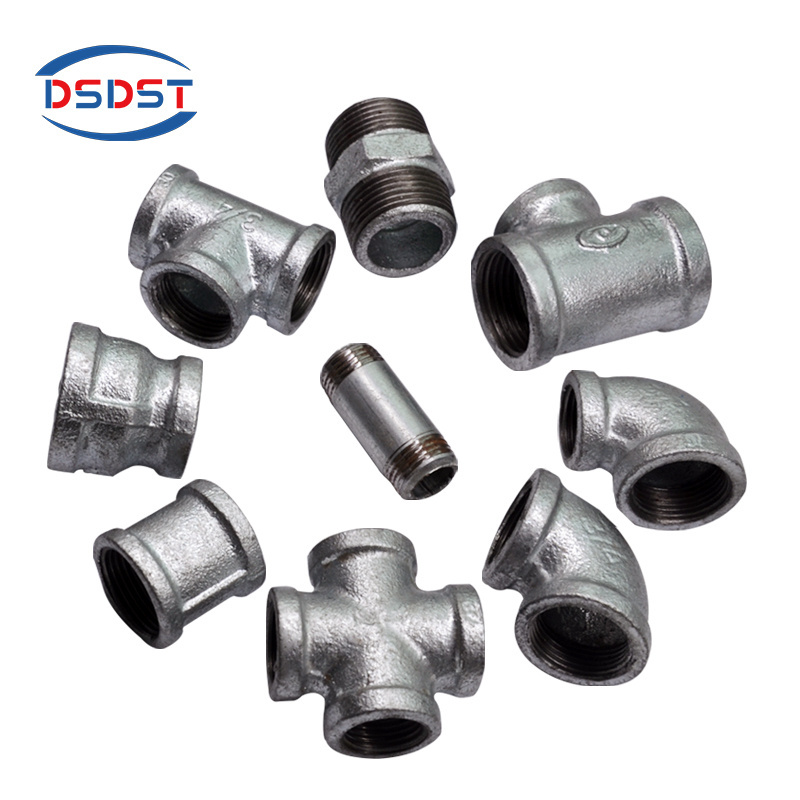 Galvanized steel BSP NPT threaded Malleable Iron Plumbing fire fighting Cast Black Iron Fittings