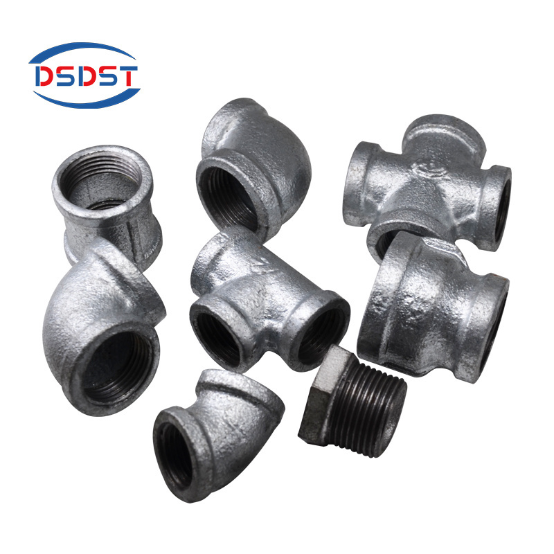 Galvanized steel BSP NPT threaded Malleable Iron Plumbing fire fighting Cast Black Iron Fittings