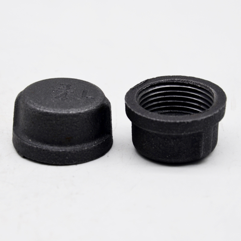 Malleable iron black Hexagon CAPS Beaded Banded Female pipe cap  FIG NO.300 banded for home decor PIPE DIY