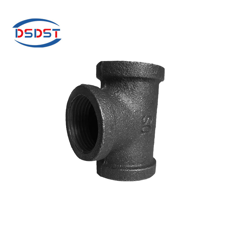 Black malleable iron cast iron spray tee 90 degree elbow female threaded pipes 3 way with screws