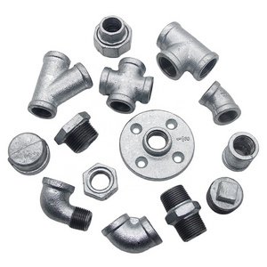 Galvanized steel BSP NPT threaded Malleable Iron Plumbing fire fighting Cast Black Iron Fittings