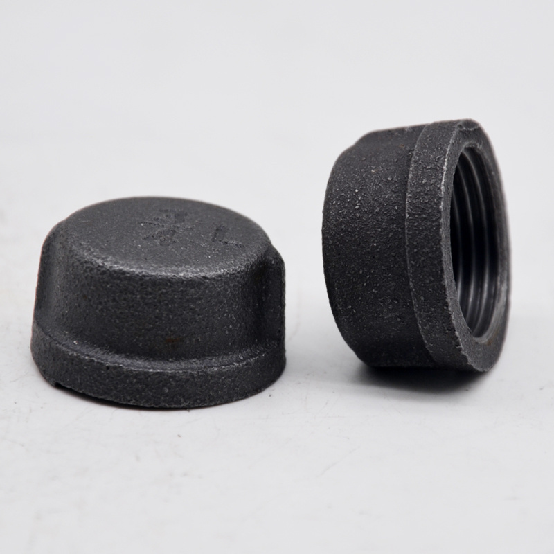 Malleable iron black Hexagon CAPS Beaded Banded Female pipe cap  FIG NO.300 banded for home decor PIPE DIY