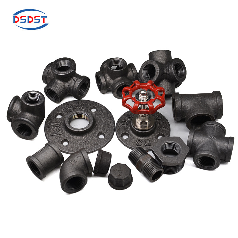 DSDST Threaded Black Malleable Iron Floor Flange 1/2 Inch and 3/4 Inch For Furniture