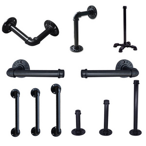 Bathroom black farmhouse rustic bath towel bars racks robe hooks wall mount toilet paper holder accessories industrial pipe