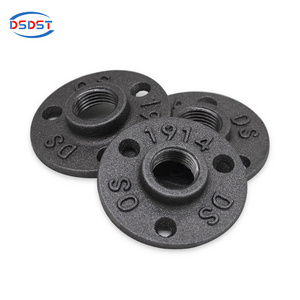 DSDST Threaded Black Malleable Iron Floor Flange 1/2 Inch and 3/4 Inch For Furniture