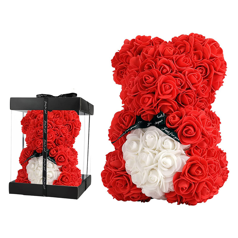 Mothers Day Gifts Foam soap Rose Bear with Led Light High Quality PE Flower Teddy Bear