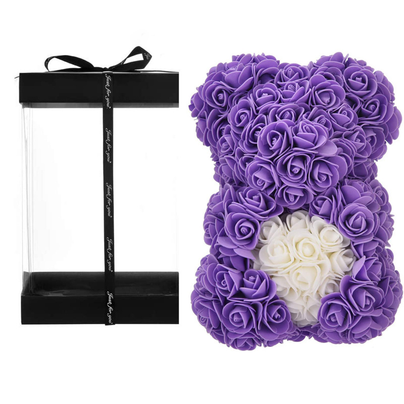 Mothers Day Gifts Foam soap Rose Bear with Led Light High Quality PE Flower Teddy Bear