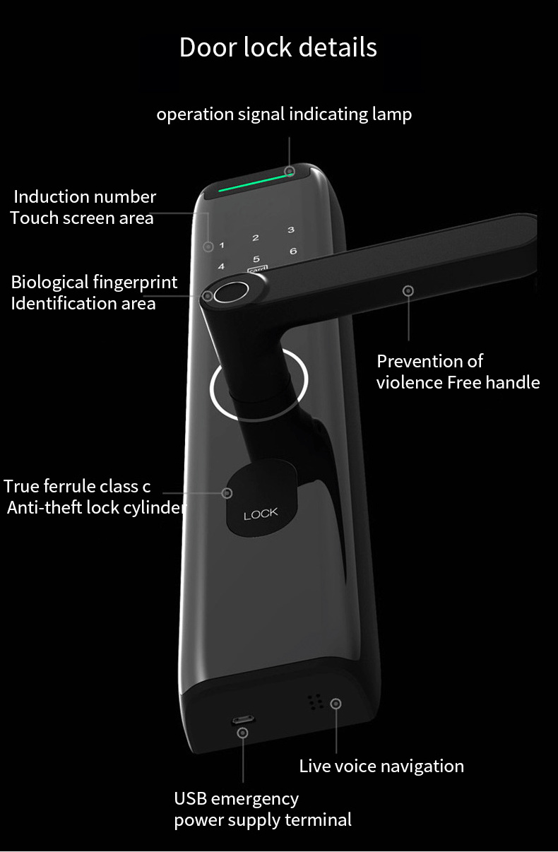 Rentrance Door Villa House Smart Locks Deadbolt Lock Tuya APP Password Fingerprint Keyless Entry Door Lock Digital