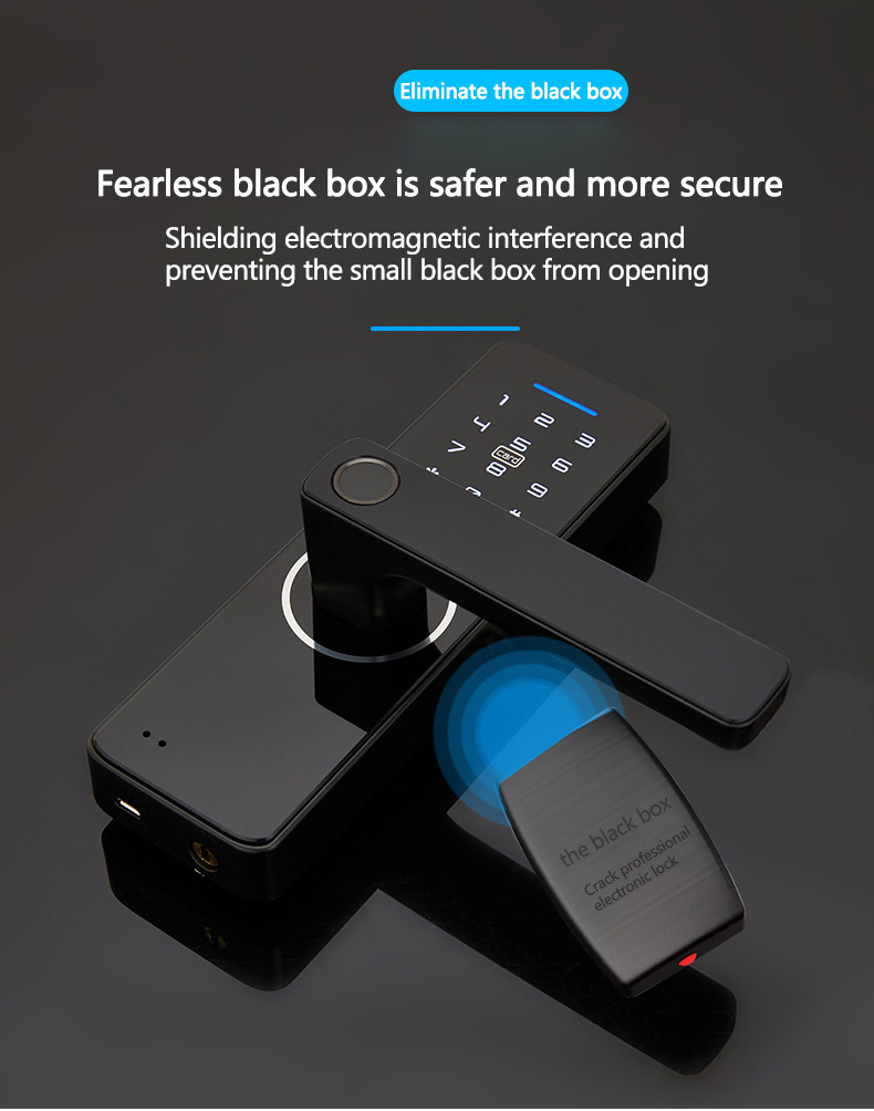 Popular Secure Plus Bluetooth Smart Lock Keypad Biometric Fingerprint Sensor Auto Lock - Matte Black