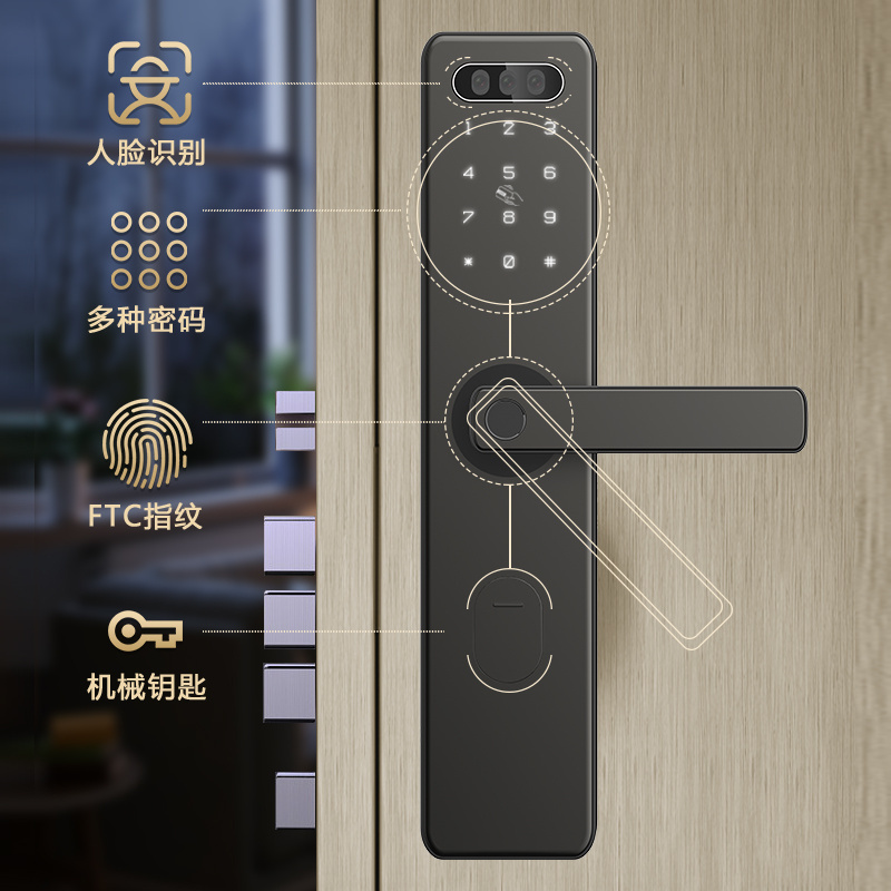 6068 Electronic Bolt Lock Self-Mold Product Factory Manufacturing 3D Face Recognition Smart Door Lock