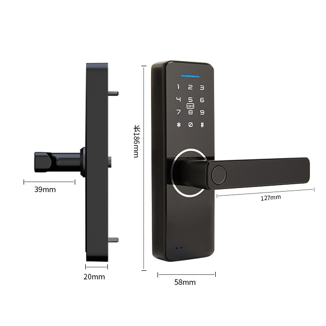 Certified Keyless Entry Door Lock with Handle Durable Touchscreen Keypad Deadbolt-Smart Door Lock Work with App Devices for Home