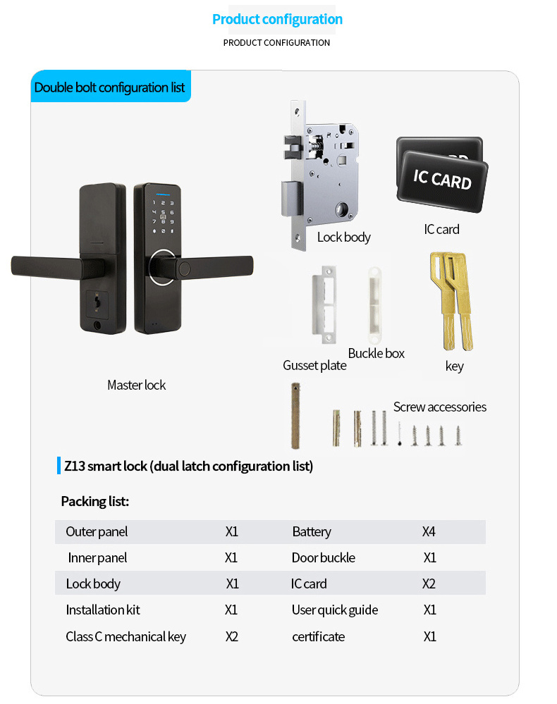 Full Size Smart Door Locks For Front Door Digital Smart Keyless Entry Keypad Fingerprint Biometric Passcode Code Smart Lock