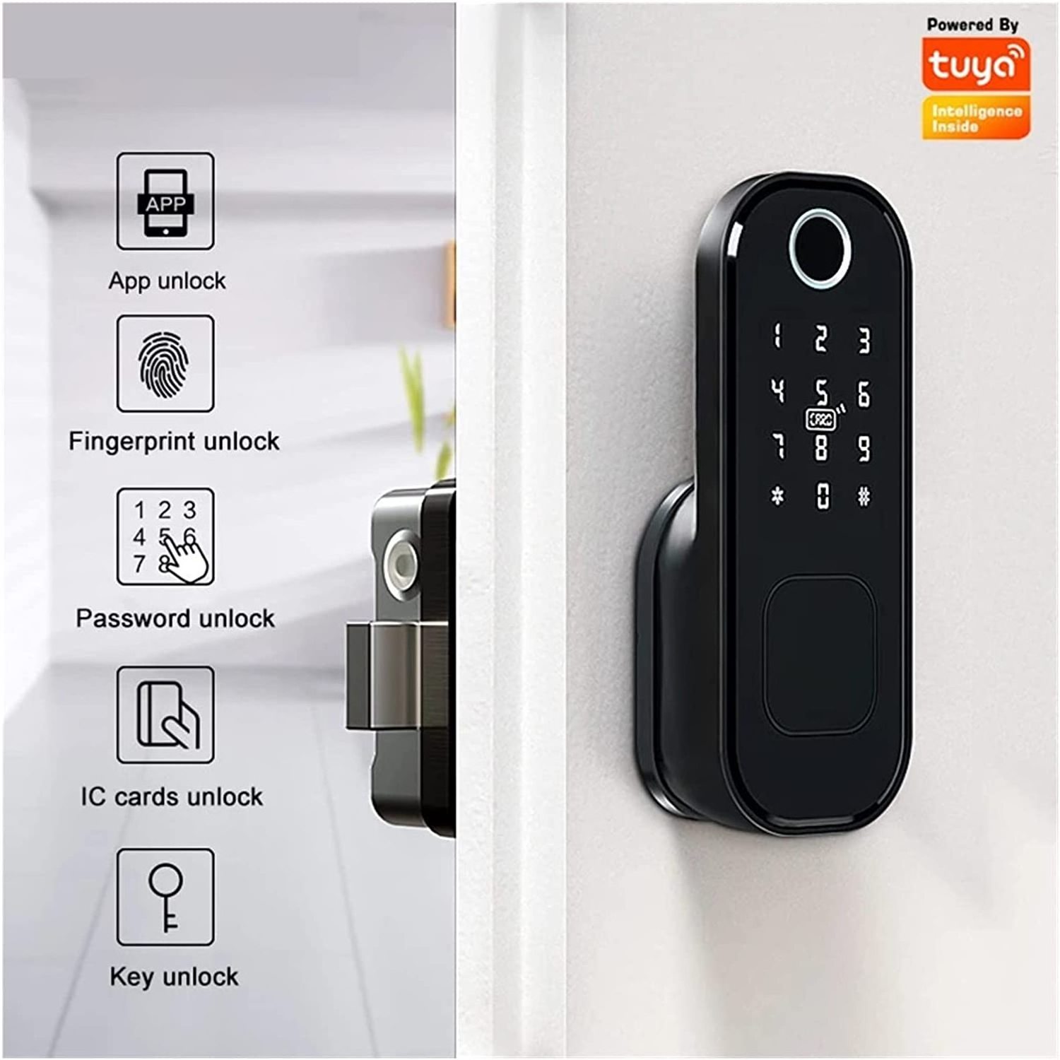 Outside Waterproof Outdoor Gate Lock Smart Password Fingerprint Latch Slim Digital lock Electronic Rim Door Locks