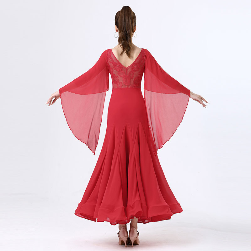 Doubl Ballroom Dance Dress New Post Lace Shawl Dress 2023 Female Ballroom Dance Dress Training Dancewear