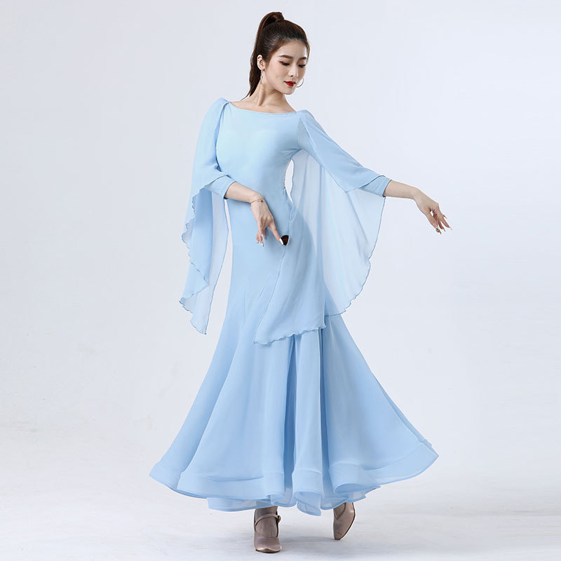 Doubl Ballroom Dance Dress New Post Lace Shawl Dress 2023 Female Ballroom Dance Dress Training Dancewear