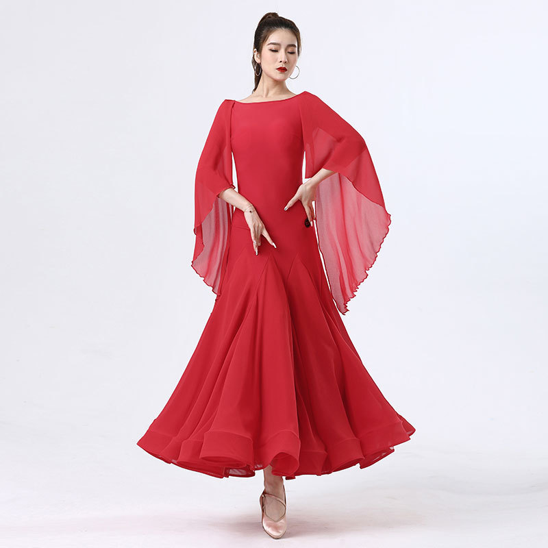 Doubl Ballroom Dance Dress New Post Lace Shawl Dress 2023 Female Ballroom Dance Dress Training Dancewear