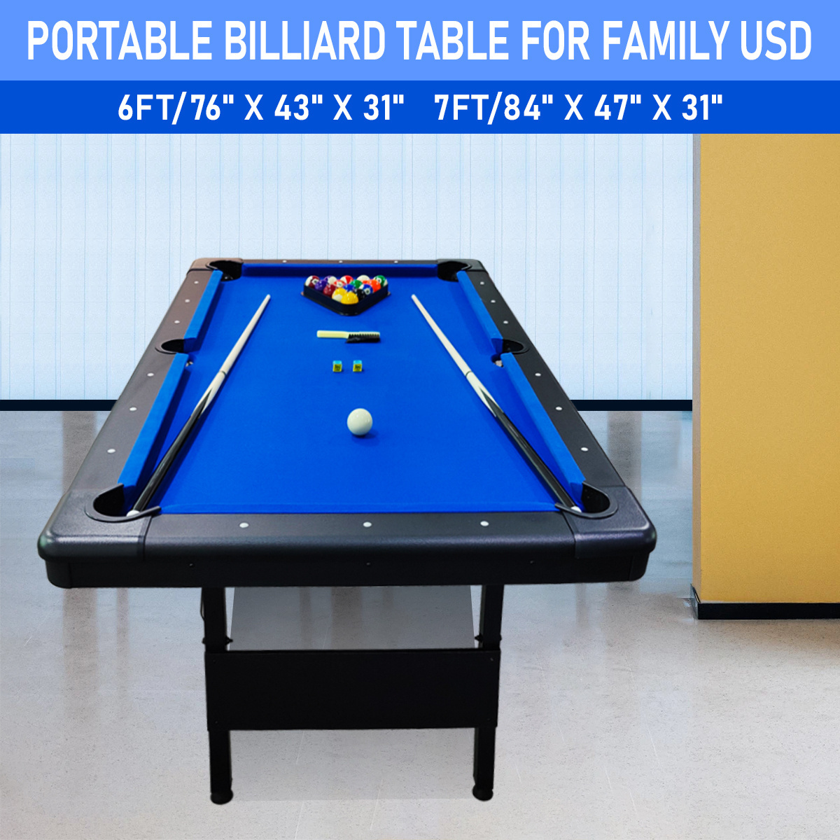 SZX 6ft 7ft Billiard Table Portable Pool Table