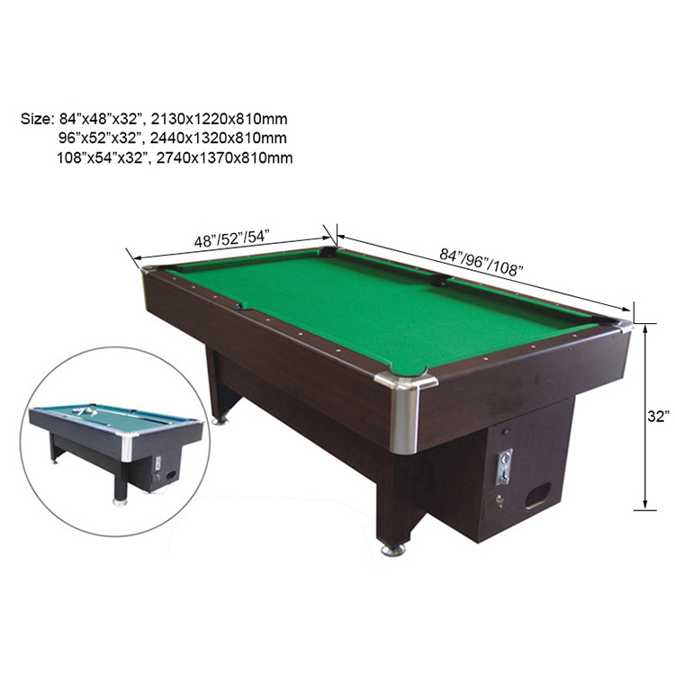 Cheap price full size coin operated pool table 7ft 8ft 9ft manufacturer in china