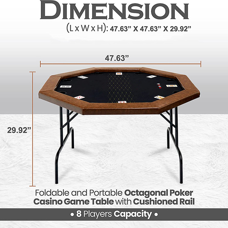 48 inch 8 player folding casino game poker table with anti slip blackjack poker table mat