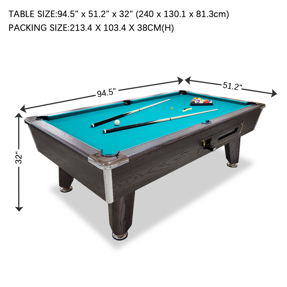 British Modern Classic 8ft Pocket Slate Coin Operation Billiard Pool Table