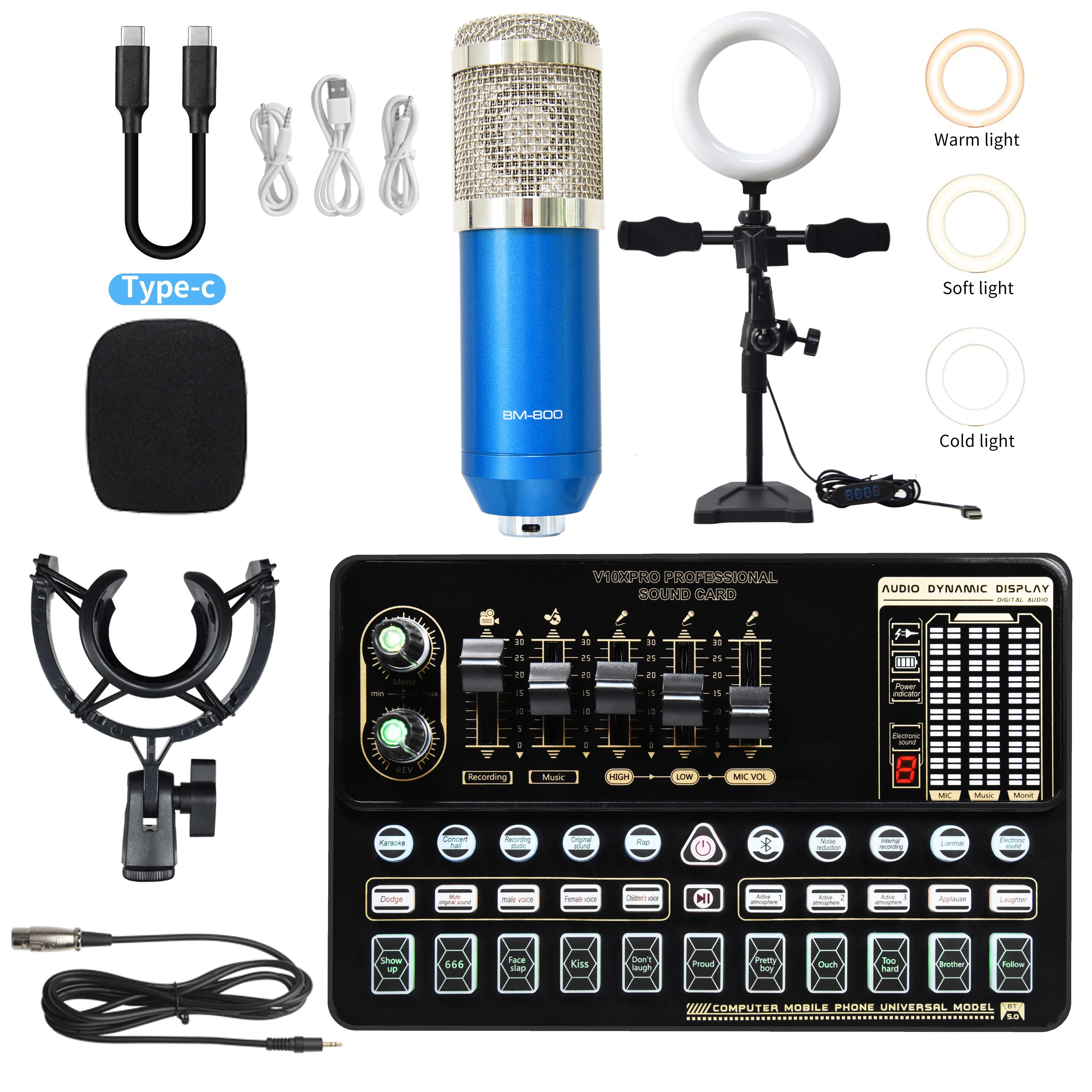 Wired karaoke recording BM800 usb studio external live condenser sound card and microphone