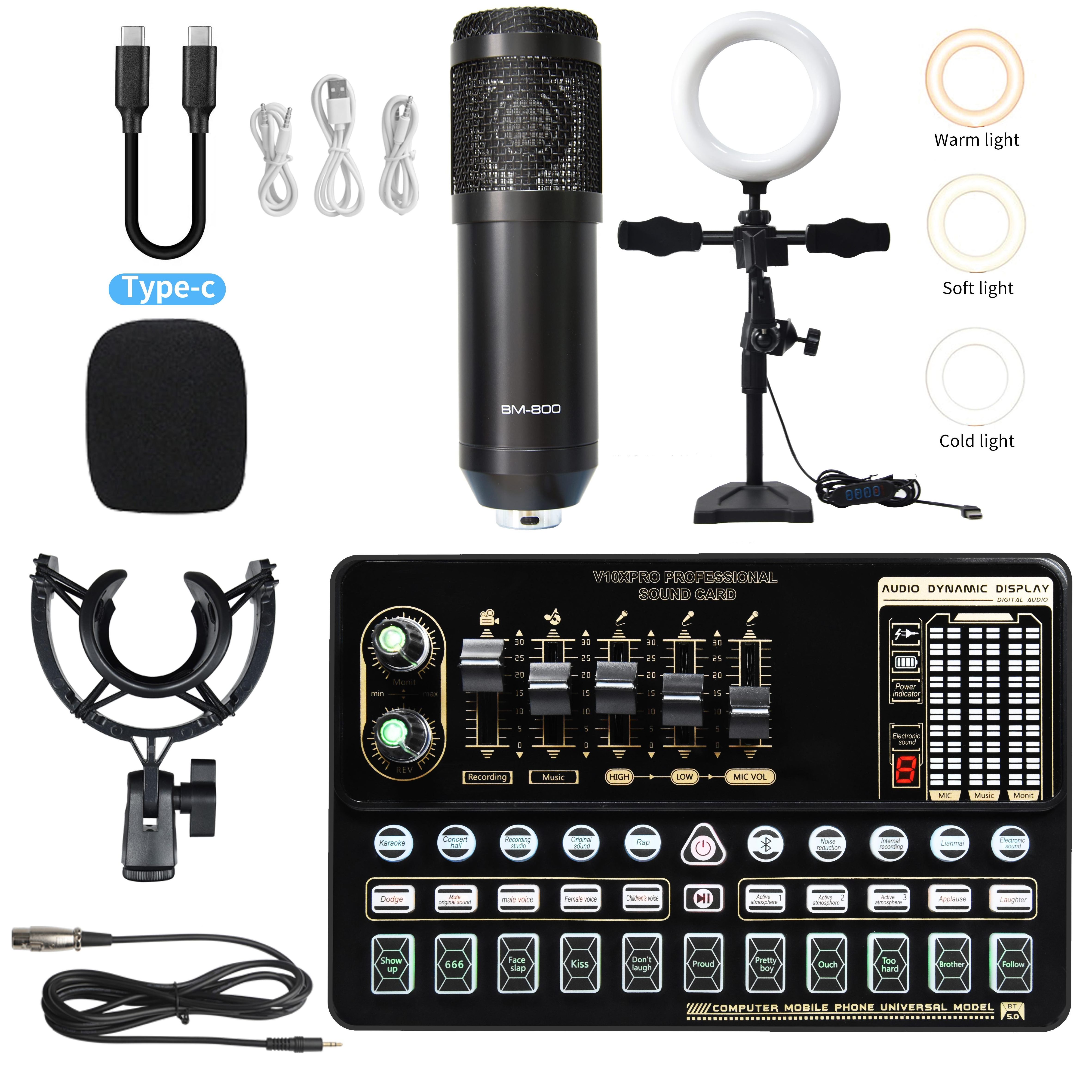 Wired karaoke recording BM800 usb studio external live condenser sound card and microphone