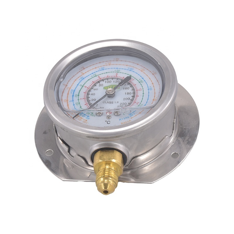 SROF-04 High quality Custom Stainless Steel R22 R134a R404A R407c Refrigerant Pressure Oil Gauge