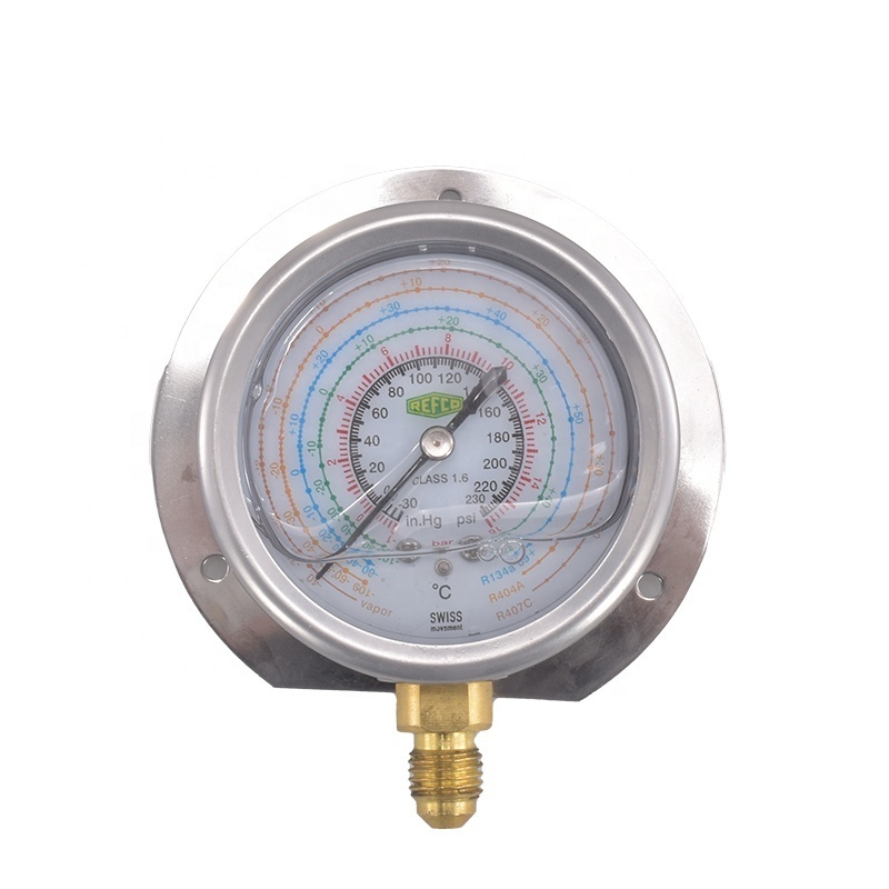 SROF-04 High quality Custom Stainless Steel R22 R134a R404A R407c Refrigerant Pressure Oil Gauge